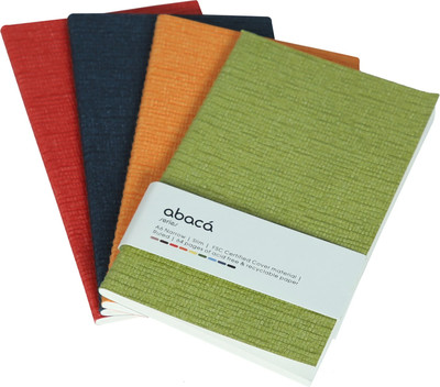 comma Abaca - A6 Size - Soft Bound Notebook A6 Notebook Single Ruled 64 Pages(Green, Navy Blue, Orange, Red, Pack of 4)