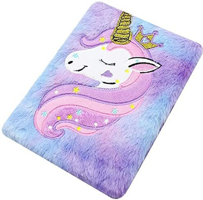 festaceleb traders Unicorn Notebook Fur Diary Rainbow Regular Diary Ruled 100 Pages(Multicolor)