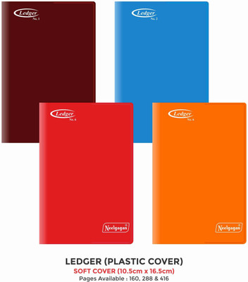 NEELGAGAN Ledger Note Book Size (No. 1), Soft Cover Plastic (10.0 X 13.2cm) Regular Notebook Ruled 160 Pages(Multicolor, Pack of 3)