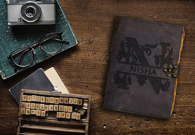 DI-KRAFT Handmade Classic Design Leather-NISHA Printed Diary A5 Diary Unruled 200 Pages(Brown 6)