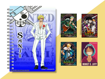 craft maniacs ANIME DIARY & 4 MAGNETIC BOOKMARKS A5 Diary RULED 160 Pages(Multicolor)
