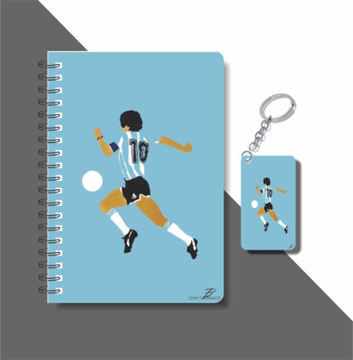 craft maniacs FOOTBALLER DIARY & KEYCHAIN A5 Notebook RULED 120 Pages(Blue)