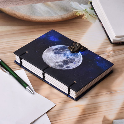NIZAM HANDICRAFT Blue moon Printed Diary Notebook With Lock Clasp For Gift/Office A5 Diary 200 200 Pages(Multicolor)