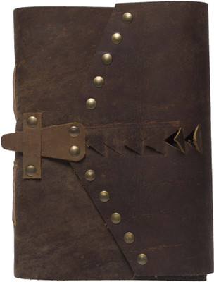 Rjkart Handmade Dark Brown Leather Diary A5 Diary Unruled 200 Pages(Brown)