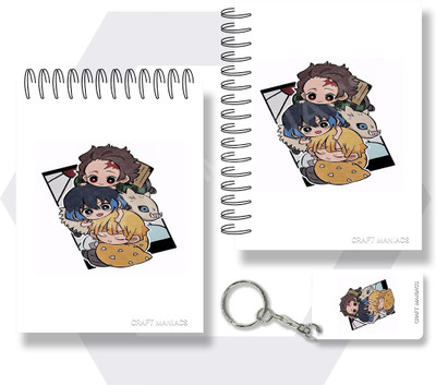 craft maniacs DEMON SLAYER A6 Notebook Unruled 120 Pages(Multicolor, Pack of 2)
