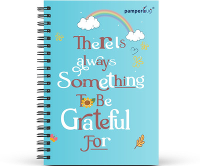 PAMPERBUG Daily Gratitude Journal Diary Notebook A5 Journal for Woman, Men, Kids, Simple and Easy to Write with 80 GSM, Wiro Bound, Portable 120 Pages(Blue)