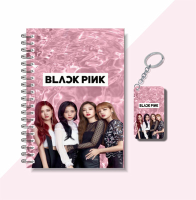 craft maniacs NOTEBOOK A5 Notebook RULED 160 Pages(BLACKPINK ROSE MARBLE + KEYCHAIN)