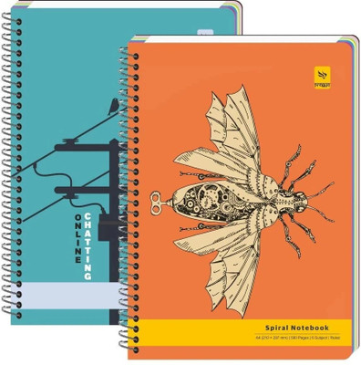 Pragya Subject Notebook | 6 Subject Spiral Notebook A4 Notebook Pages Ruled 500 Pages(Multicolor, Pack of 2)