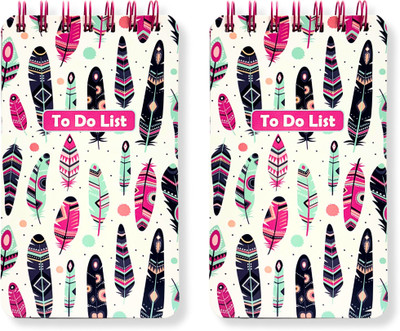 Tot Tales Bohemian Feathers Mini Diary Ruled 96 Pages(Multicolor, Pack of 2)