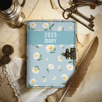 DI-KRAFT 2025 Leather journal with antique lock pattern size 5*7 inches , 200 pages a006 A5 Diary unruled 200 Pages(multicoolor06)