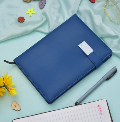SPM Classic Premium Leather Travel Journal Diary for Gifting Purpose A5 Diary Singled ruled 200 Pages(Blue)