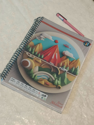 Teammate Premium quality paper having ruled white sheet and in front giving a very smart A4 Notebook Ruled 400 Pages(Blue, 3d looked, Green trees)