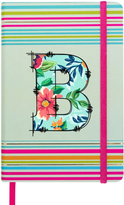 Doodle Stripes Theme Premium Hard Bound B6 Notebook Diary Ruled 192 Pages(Initial B)