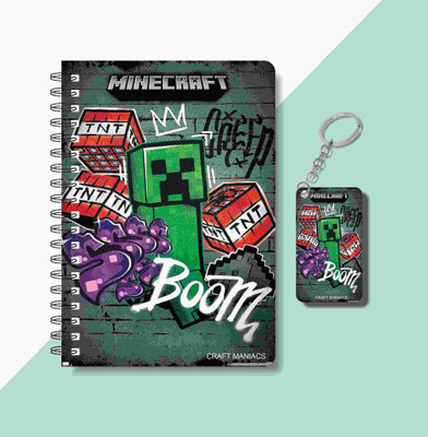 craft maniacs MINECRAFT DIARY & KEYCHAIN A5 Diary RULED 120 Pages(Multicolor)