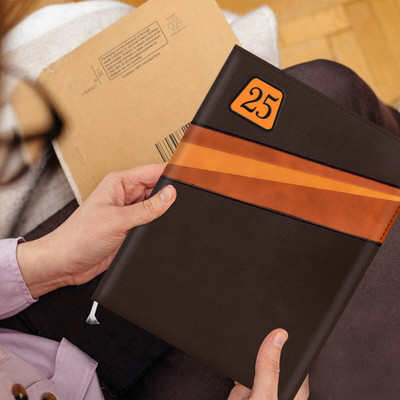 Abstract Collection PU Leather Finish Hard Bound Executive Diary A5 Diary Single Rule 366 Pages(Brown)