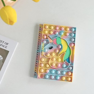 JELLIFY Cute 1 Pcs Pop it Fidget Spiral Diary with Both Side Ruled A5 Diary Single Ruling 160 Pages(Multicolor)