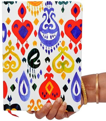 Memorys Ribbon Bookmark Notebook With Rounded Corners 148mmX210mm, 80 GSM A5 Diary Ruled 240 Pages(Ikat)