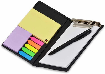 Flipkart SmartBuy Desk Notepad Memo Holder with Colorful Sticky Notes Set Gift with Pen (White) Pocket-size Memo Pad NO 50 Pages(Multicolor)