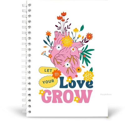 PurpleBees Let Your Love Grow Quotes Diary Motivational Notebook | A5 Notebook Plain 150 Pages(Multicolor)