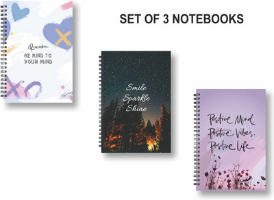 ROT RIX combo of 3 Notebooks A5 Diary Unruled 144 Pages(Multicolor, Pack of 3)