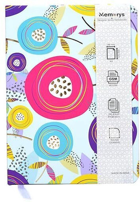 Memorys Ribbon Bookmark Notebook With Rounded Corners 148mmX210mm, 80 GSM A5 Diary Ruled 240 Pages(Floral fantasy)