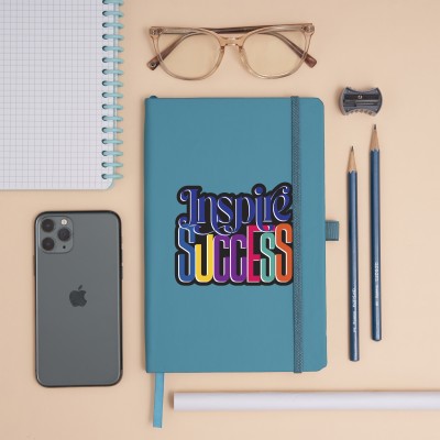 Doodle Pro Series Executive Turquoise PU Leather Hardbound With Pen Loop A5 Notebook Ruled 192 Pages(Inspire Success-T1)