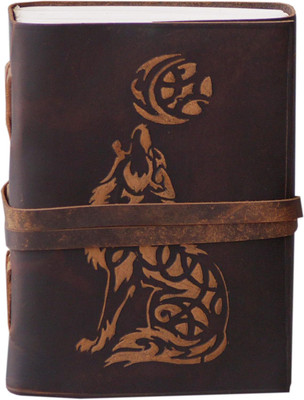 KRISHNA HANDICRAFTS HC Leather Wolf Unlined Pages Handmade Diary for Gift and Travel Journal A5 Diary Plain 100 Pages(Brown)