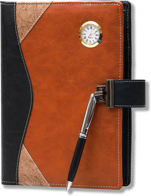 COI Executive Diary|stylish lock with watch and calculator|Designer Dairy with pen B5 Diary Ruled 365 Pages(Brown, Black)