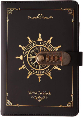 SIMHI Dairy With Lock Journal for Boys-Travel Sailor Writing Diary with Lock A5 Diary Single Rule 200 Pages(Black)