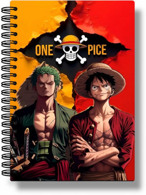 buddytales One Piece Anime | Luffy A5 Notebook unruled 120 Pages(Yellow and Red)