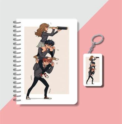 craft maniacs A5 NOTEBOOK + KEYCHAIN COLLECTION A5 Notebook RULED 160 Pages(Black, White)