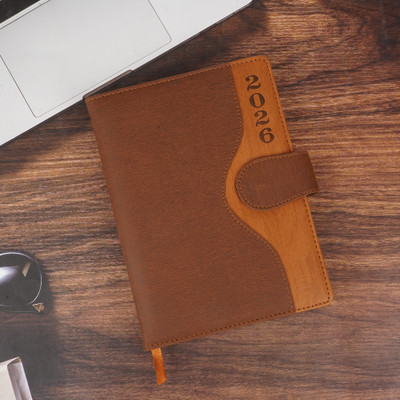 Erminio Palamino Premium Leather Executive Diary 2026, Brown, with Magnetic Closure and Calendar A5 Diary Ruled 365 Pages(Brown)