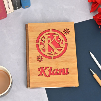 GIFT KYA DE Personalized Wooden Diary A5 with Custom Name Perfect for Office & Gift A5 Diary Ruled 190 Pages(Wood)