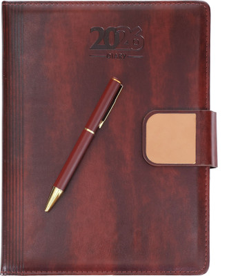 Scribelle Diary 2026 B5 Diary Size Magnetic Closure 70 GSM Smooth Paper, Premium Line Pages| 324 Pages(Brown)