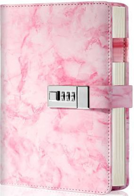 PRYFIL Diary with Lock Size 6 X 8 inch with Combination Password Journal A5 Diary Ruled A5 Diary Single Line 200 Pages(Pink)