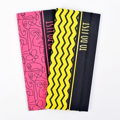 Memorys Softbound Planner To Do List (8 x 3.5 inches) Regular Organizer Ruled 100 Pages(Fuschia Abstract & Yellow Zig Zag, Pack of 2)