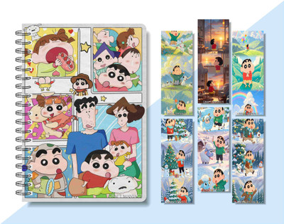 craft maniacs 2024 SHINCHAN DIARY & 6 FREEBIE BOOKMARKS A5 Notebook RULED 160 Pages(Multicolor)