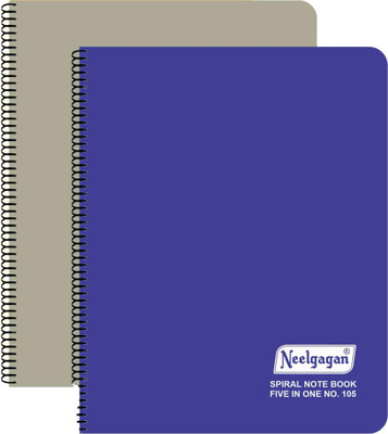 NEELGAGAN Five In One Spiral Note Book No.105 Colored Page 30 Sheet Each Color Of 5 Book-size Notebook P-2 (22.5 cm x 29.0) Ruled 300 Pages(Multicolor, Pack of 2)