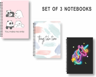 craft maniacs 2023 CUTE NOTEBOOK COLLECTION A5 Note Book RULED 160 Pages(Multicolor, Pack of 3)