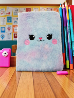 Freedy 1pcs Soft Cute Fur Diary for Girls/boys Kids Personal Diary A5 Diary Furry Diary for Girls Fur Cover Notebook with Ruled Page 80 Pages(Multicolor)