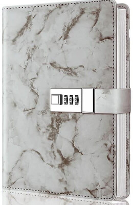 SVULINT Waterproof Diary with Lock for Girls, Refillable Locking Diary with A5 Diary Running 200 Pages(White)