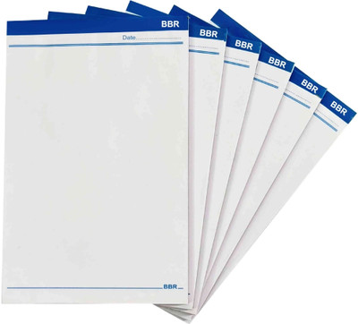 BBR Top Side Stapled & Hard Back A5 Note Pad Unruled 50 Pages(White, Pack of 6)