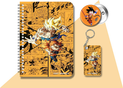 craft maniacs DRAGON BALL Z DIARY & 2 FREEBIE A5 Notebook RULED 120 Pages(Multicolor, Pack of 3)