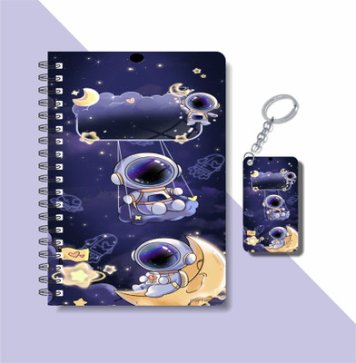 craft maniacs SPACE DIARY & KEYCHAIN A5 Notebook RULED 120 Pages(Multicolor)