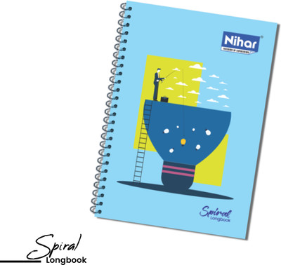 WRITE ON WHITE CLASSIC NIHAR SPIRAL A4 Notebook RULLED 200 Pages(Multicolor)