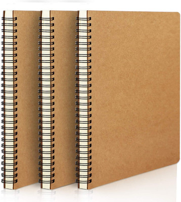 Eusoar Notebook Spiral, College Ruled Paper, Lined Travel Writing Notebooks Journal A5 Notebook Ruled 120 Pages(Brown, Pack of 3)