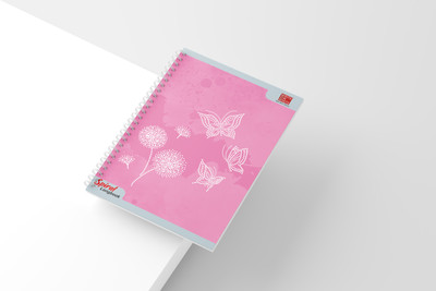 WRITE ON WHITE PREMIUM COLLECTION OF DOT ART BUTTERFLY DESIGN SPIRAL A4 Notebook RULLED 300 Pages(PINK / WHITE)