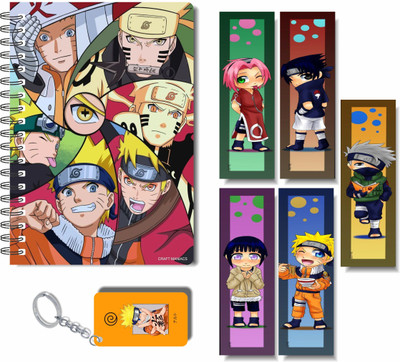 craft maniacs ANIME DIARY & FREEBIE BOOKMARKS WITH KEYCHAIN A5 Note Book RULED 160 Pages(Multicolor)