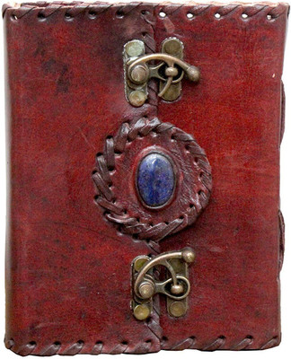 KRISHNA HANDICRAFTS Embossed Foliage Patterned Flap Cover Center Stone with Twin Lock A5 Diary Unruled 100 Pages(Brown)