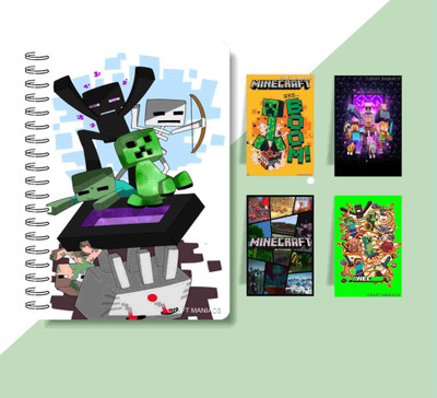 craft maniacs MINECRAFT DIARY & MAGNETIC BOOKMARKS A5 Notebook RULED 120 Pages(Multicolor)
